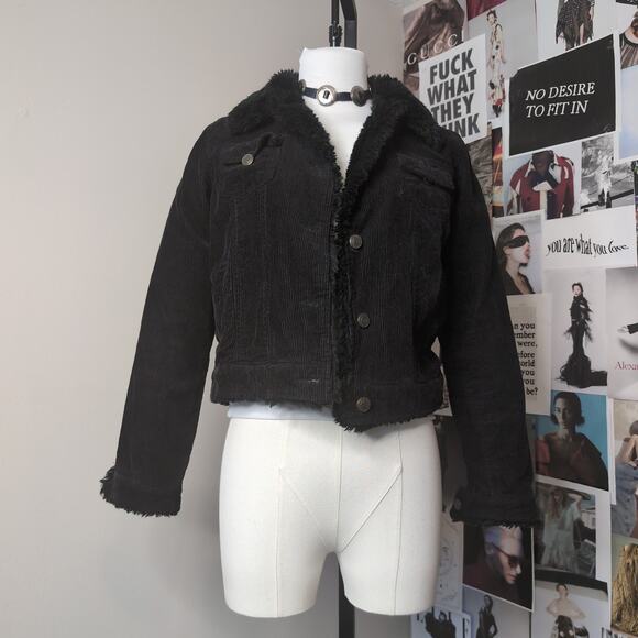 Ambiance Jackets & Blazers - Corduroy Faux Fur Trim Cropped Jacket Western